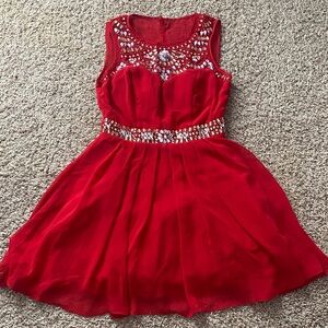 B. Smart Red Embellished Prom Dress